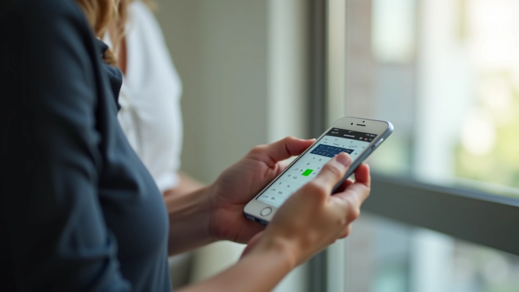 Person holding smartphone displaying tennis social event calendar and registration page with multiple upcoming matches listed