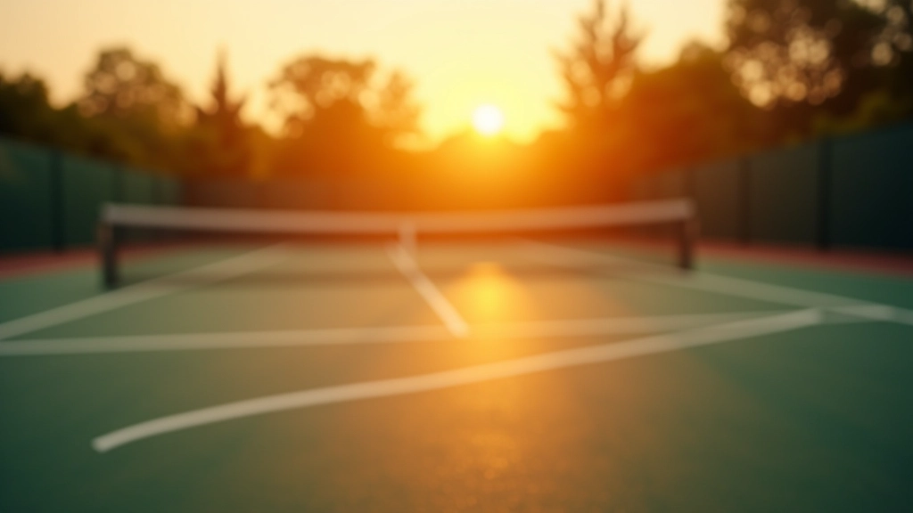 Well-maintained outdoor tennis court at golden hour